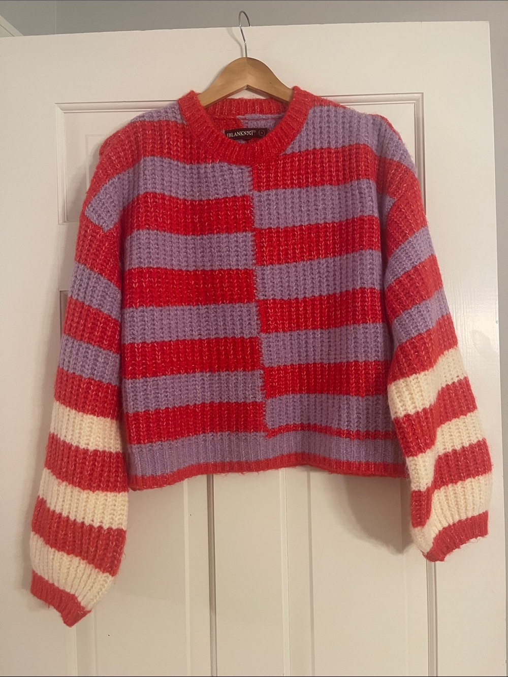 Blank NYC Asymmetrical Stripe Sweater in Good Mood